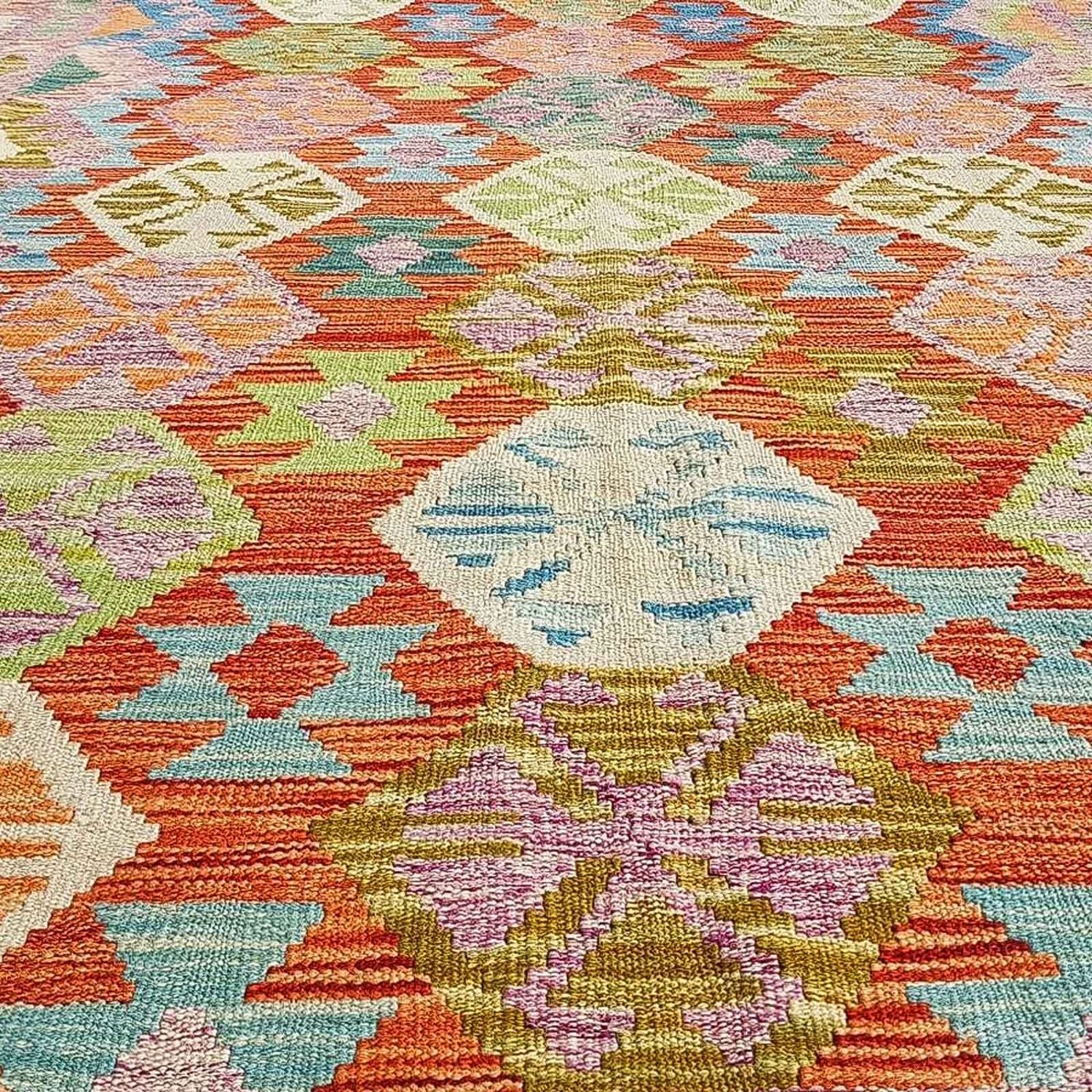 Tapis Kelim - Splash - 300 x 206 cm - multicolore