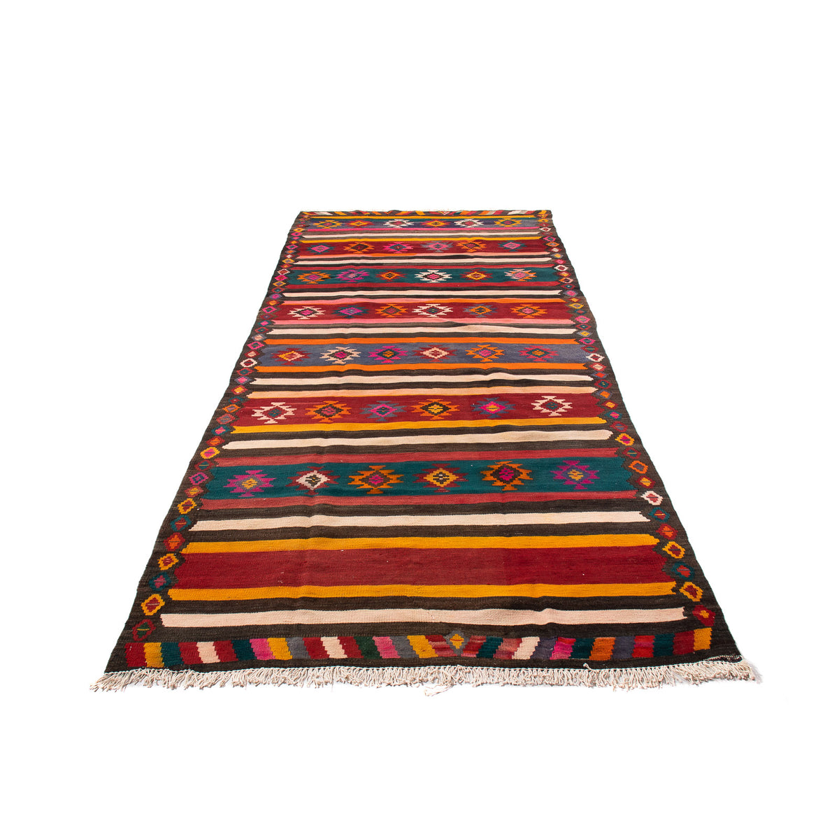 Tapis de couloir Tapis Kelim - Vieux - 330 x 145 cm - multicolore