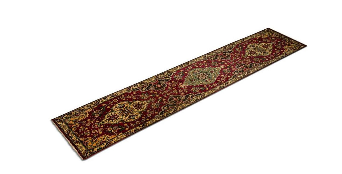 Tapis de couloir Tapis persan - Tabriz - 385 x 73 cm - rouge
