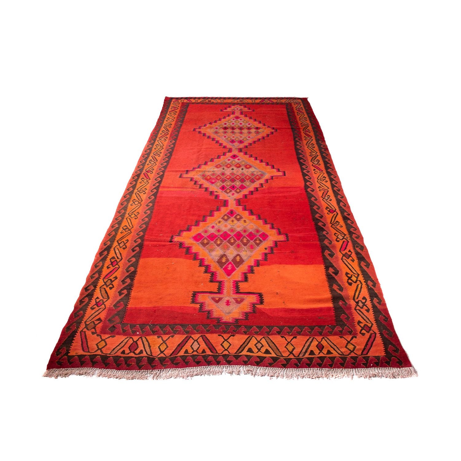 Tapis de couloir Tapis Kelim - Vieux - 380 x 180 cm - multicolore