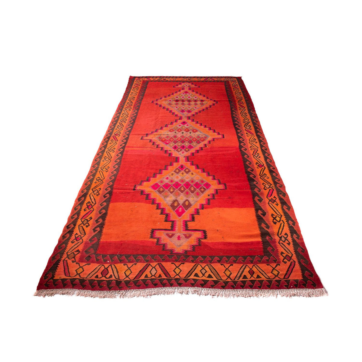 Tapis de couloir Tapis Kelim - Vieux - 380 x 180 cm - multicolore