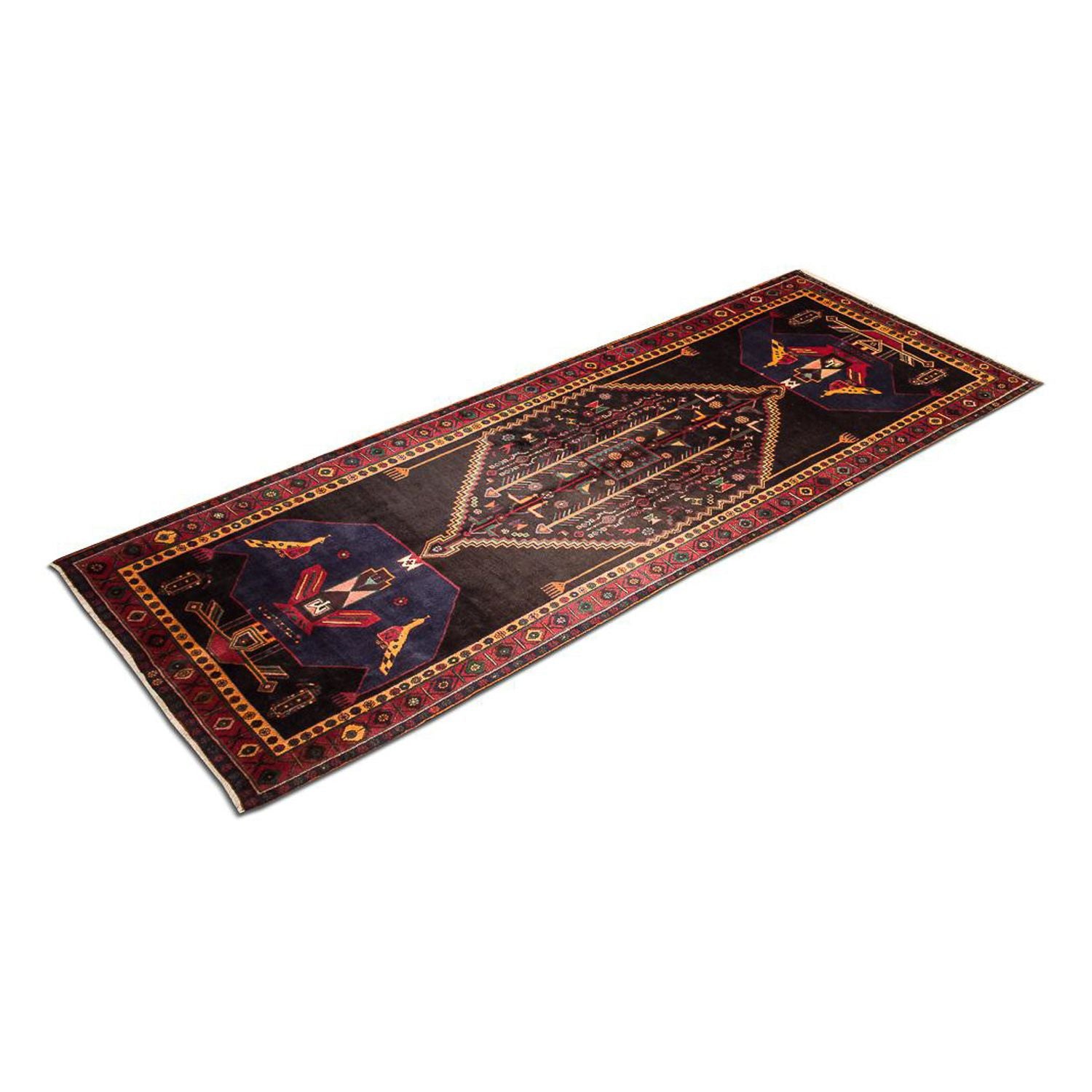 Tapis de couloir Tapis persan - Nomadic - 411 x 143 cm - bleu foncé