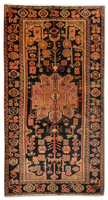 Tapis persan - Nomadic - 300 x 150 cm - bleu