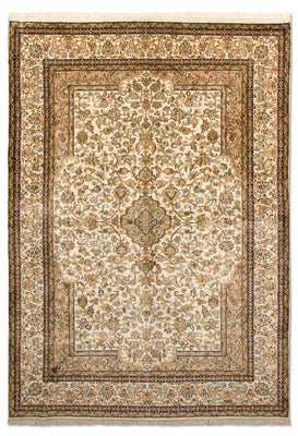 Tapis en soie - Soie du Cachemire - 186 x 126 cm - beige
