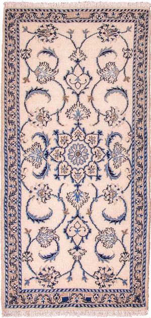 Tapis de couloir Tapis persan - Nain - 143 x 69 cm - beige