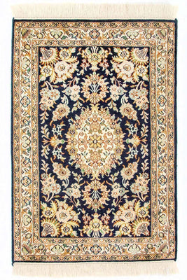 Tapis en soie - Soie du Cachemire - 98 x 63 cm - bleu