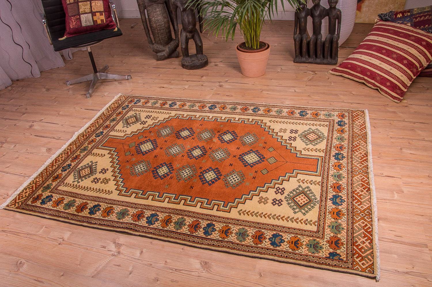 Tapis Turkaman - 184 x 127 cm - orange