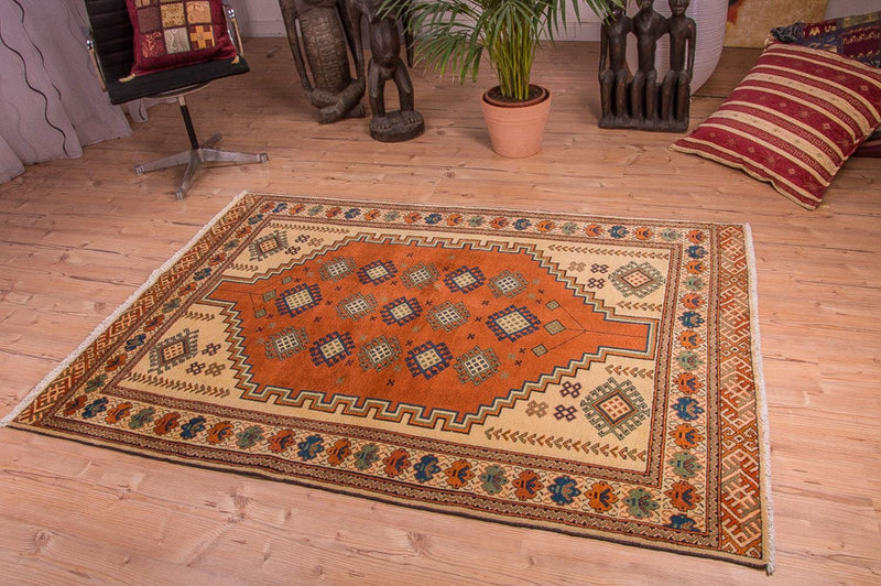 Tapis Turkaman - 184 x 127 cm - orange