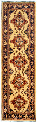 Tapis de couloir Tapis afghan - Hatschlu - 283 x 86 cm - beige