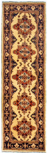 Tapis de couloir Tapis afghan - Hatschlu - 283 x 86 cm - beige