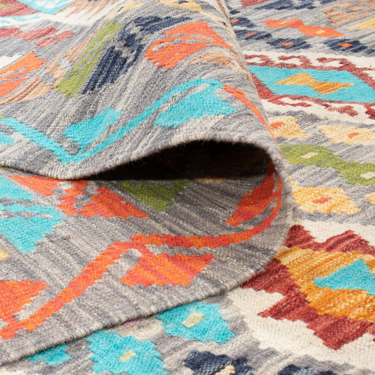 Tapis Kelim - Splash - 251 x 176 cm - multicolore