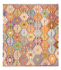 Tapis Kelim - Splash carré  - 201 x 189 cm - multicolore