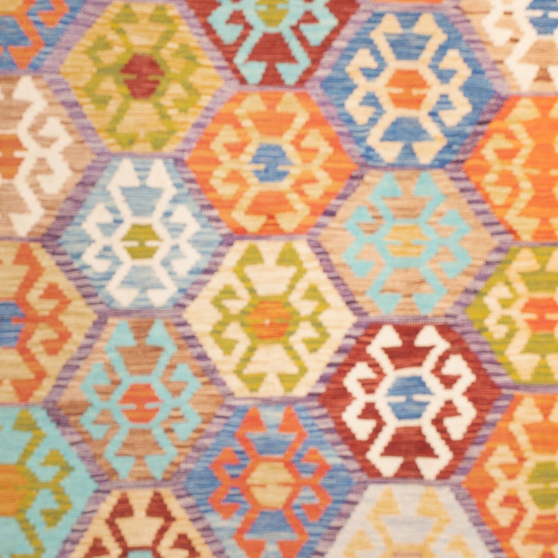 Tapis Kelim - Splash carré  - 201 x 189 cm - multicolore