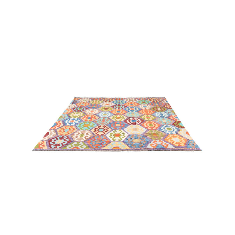 Tapis Kelim - Splash carré  - 201 x 189 cm - multicolore