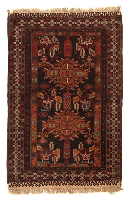 Tapis afghan - 189 x 127 cm - marron