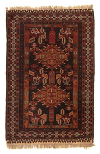 Tapis afghan - 189 x 127 cm - marron