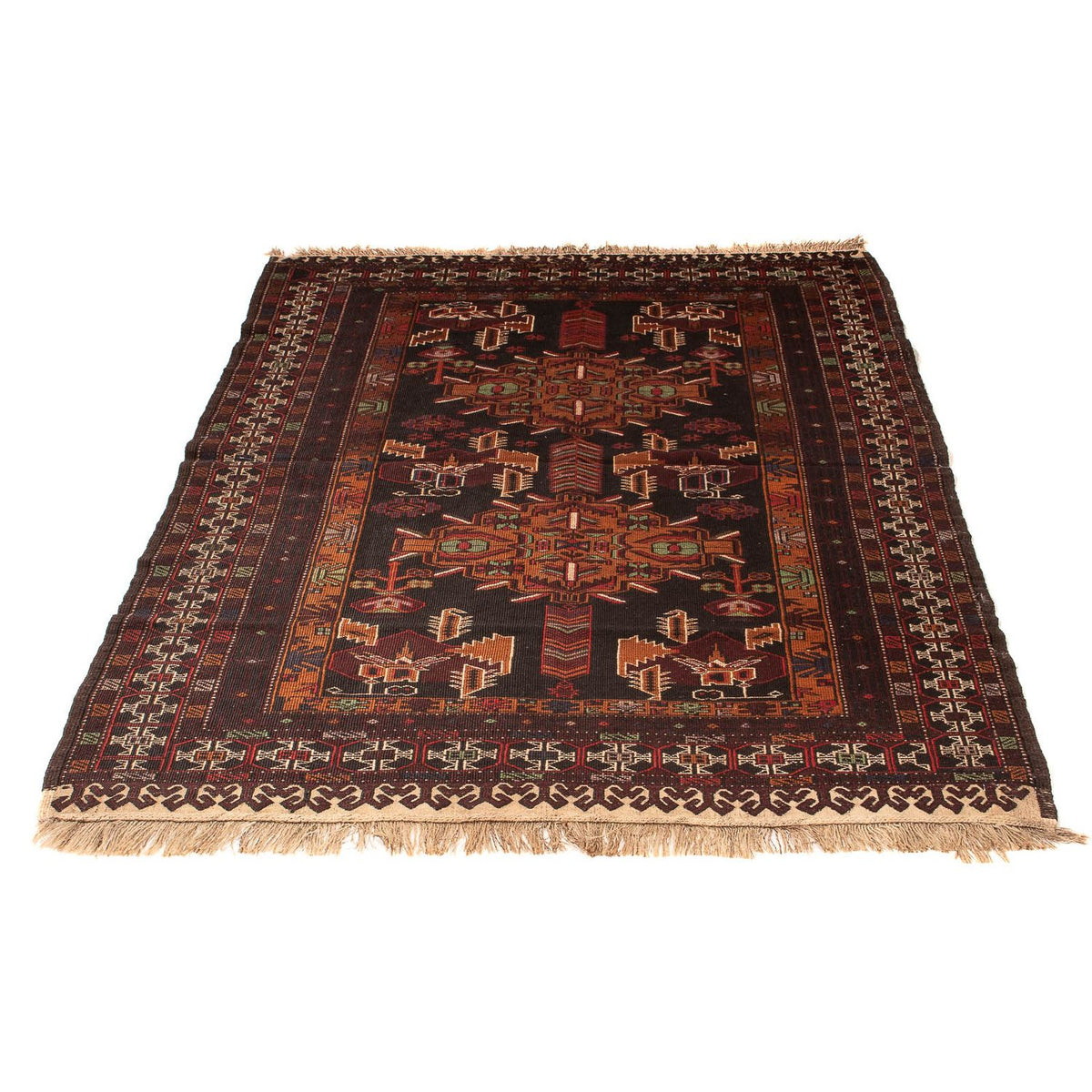 Tapis afghan - 189 x 127 cm - marron