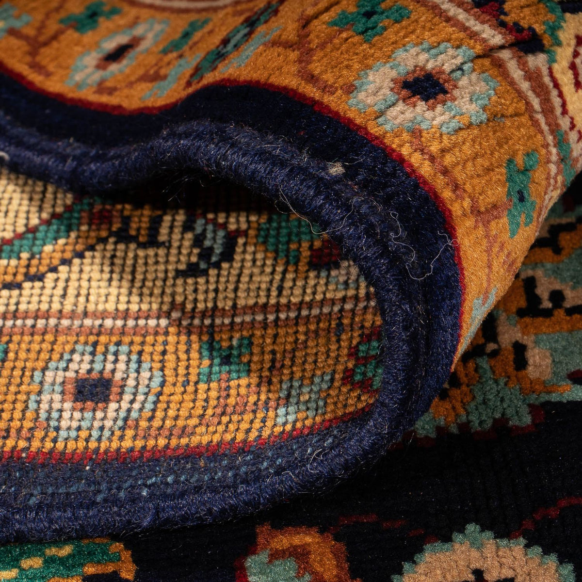 Tapis afghan - 213 x 151 cm - bleu foncé