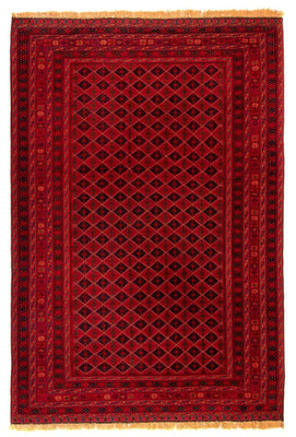 Tapis afghan - Boukhara - 283 x 208 cm - rouge foncé