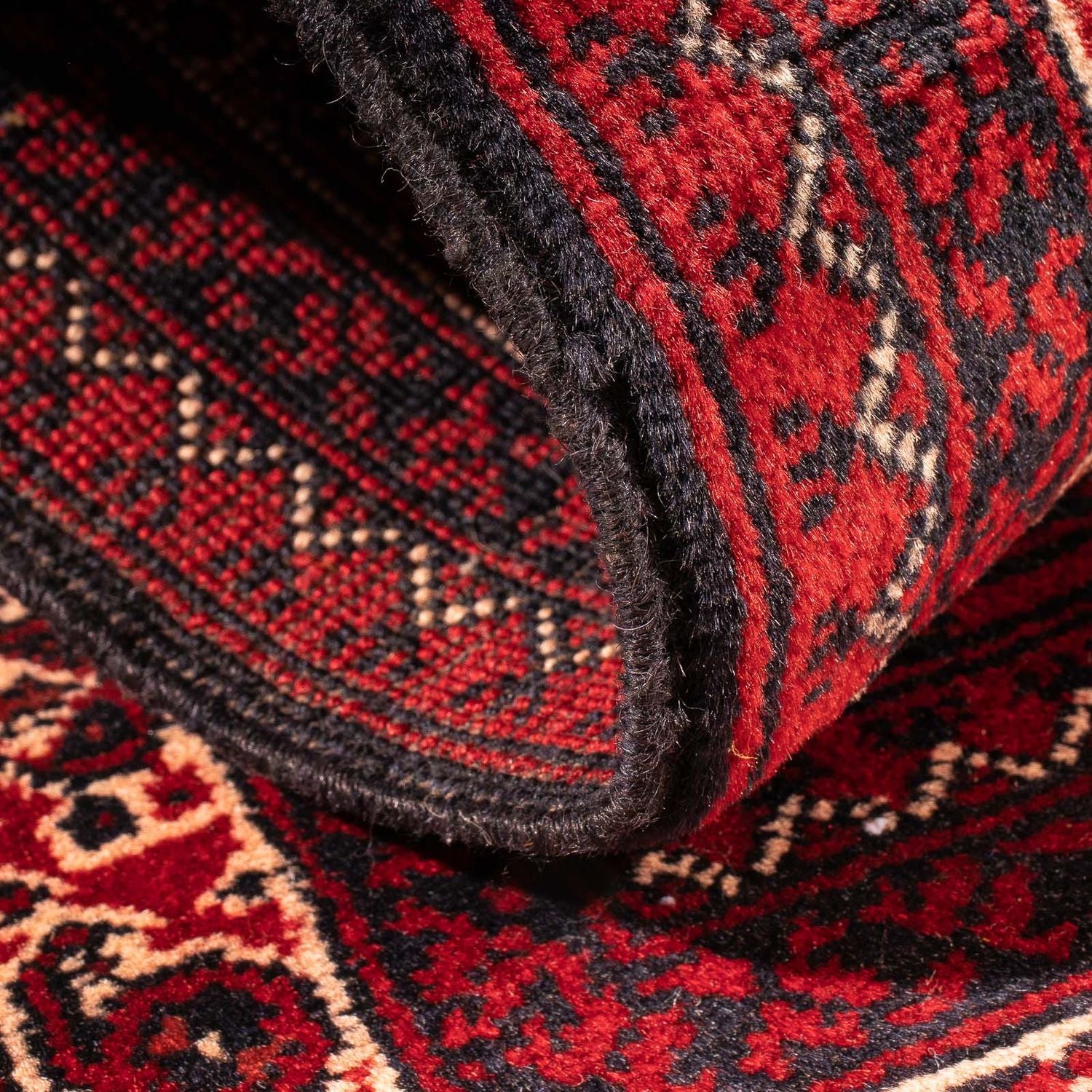 Tapis afghan - 100 x 69 cm - rouge foncé
