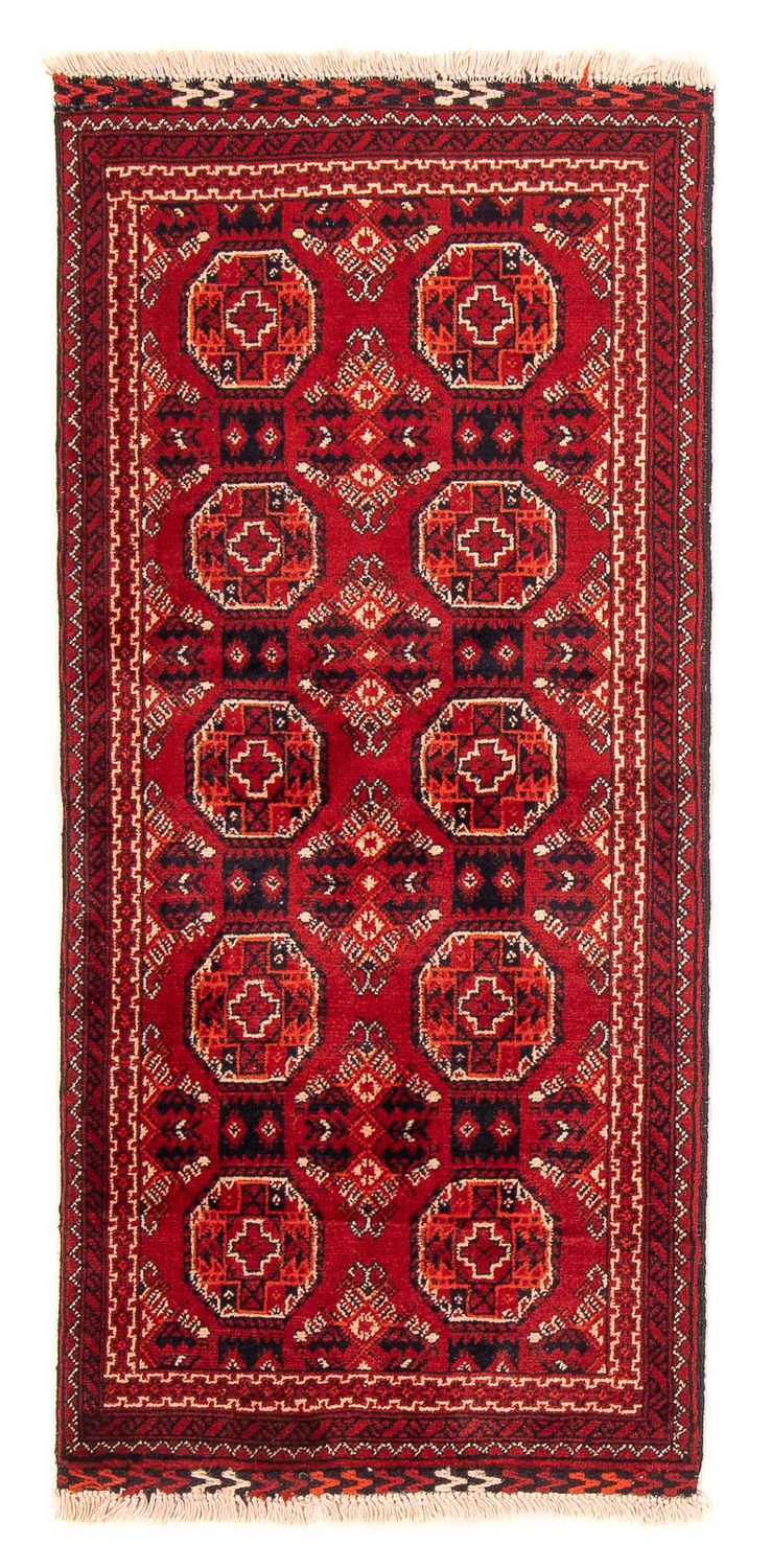 Tapis de couloir Tapis afghan - 106 x 49 cm - rouge foncé