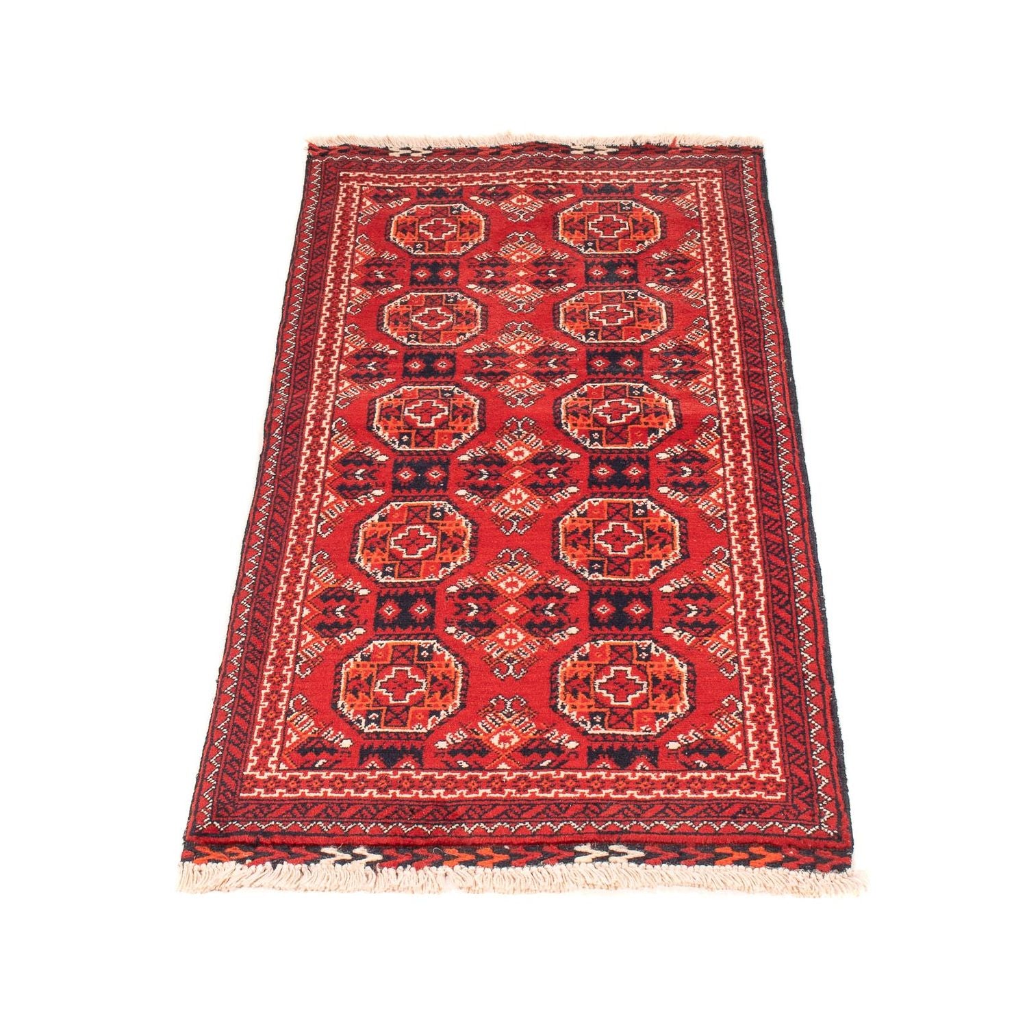 Tapis de couloir Tapis afghan - 106 x 49 cm - rouge foncé