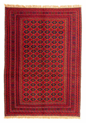 Tapis Kelim - Oriental - 202 x 153 cm - rouge foncé