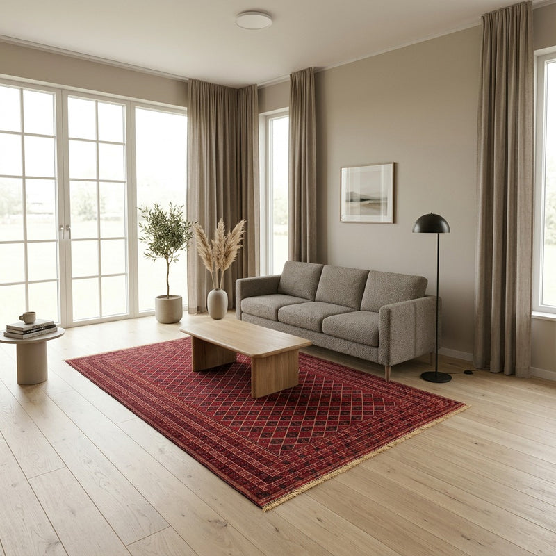 Kilim afghan Tapis 196x296cm - rouge foncé