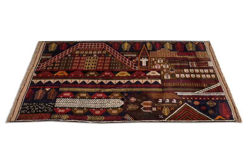 Tapis Belutsch - 140 x 85 cm - multicolore