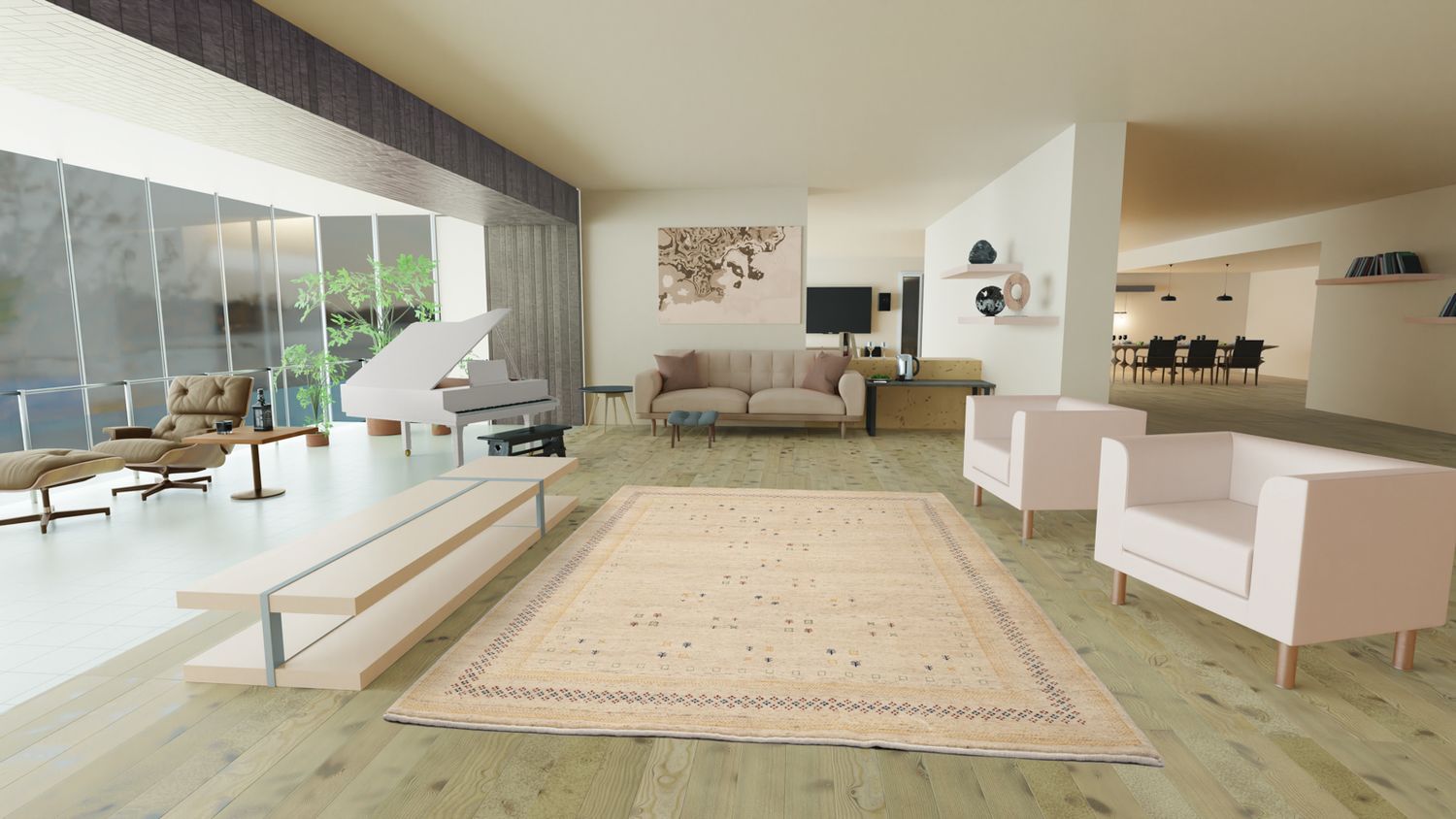 Tapis Gabbeh - Loribaft Persan - 400 x 300 cm - beige