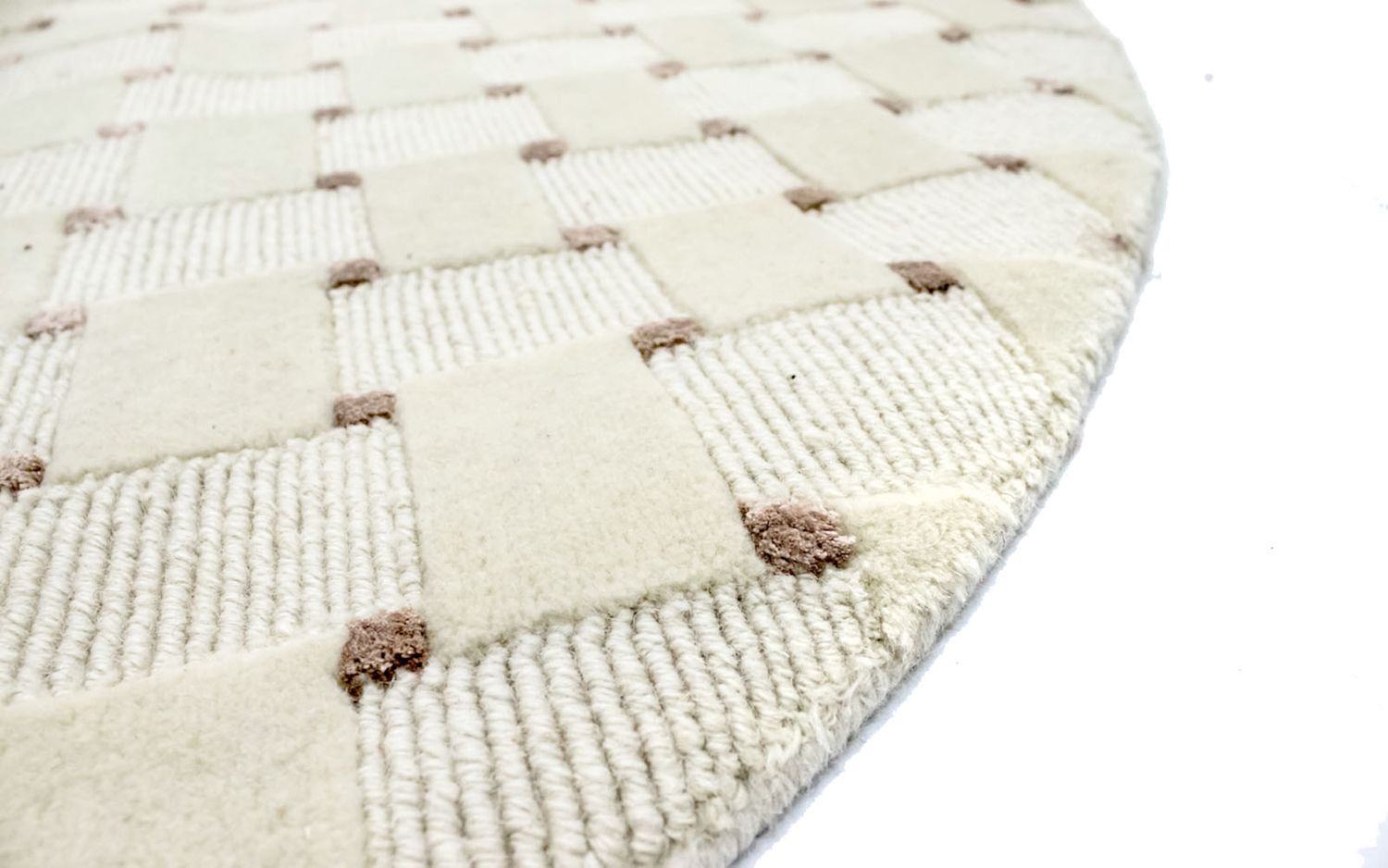 Tapis Népalais ronde  - 150 x 150 cm - beige