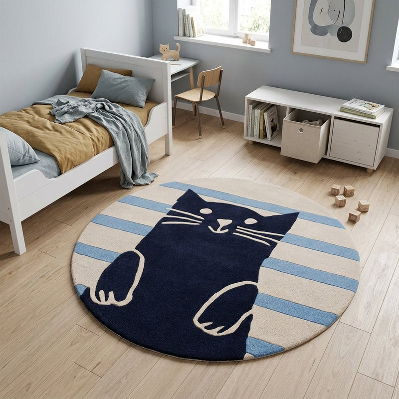 Chat Tapis Enfant Rond