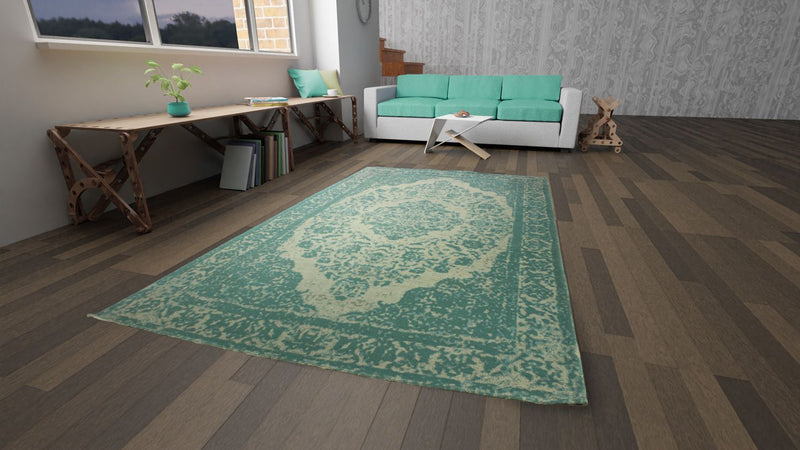 Tapis de couloir Tapis vintage - 300 x 80 cm - bleu