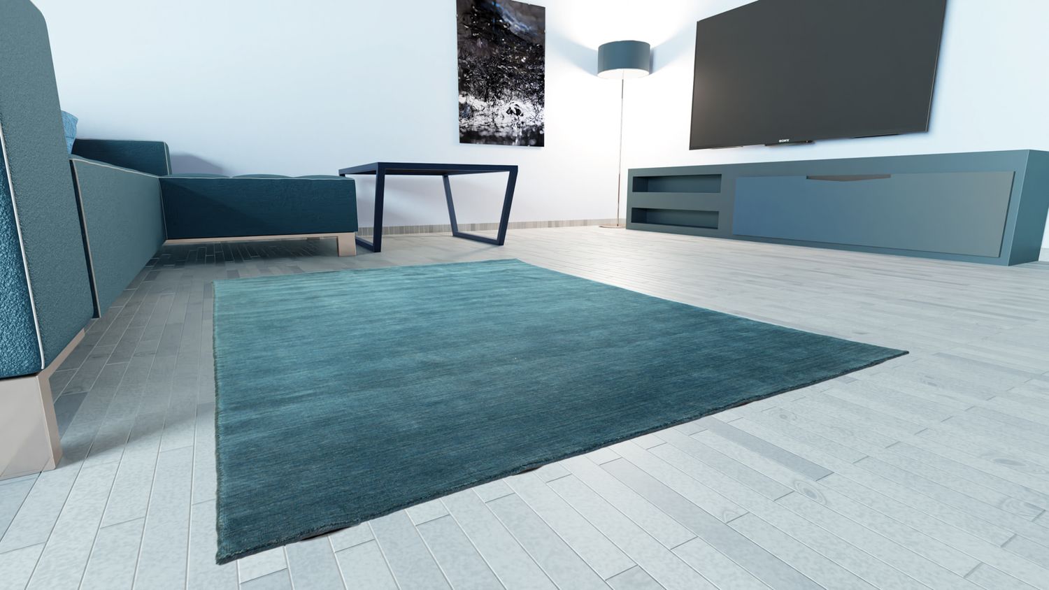 Tapis Gabbeh - Indus - 160 x 90 cm - bleu pétrole
