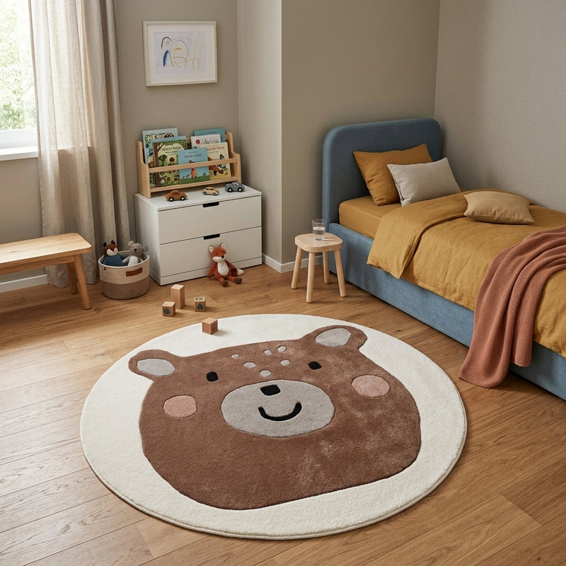 Visage d'Ours Tapis Enfant Rond