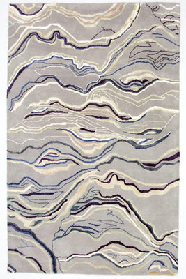 Tapis design - 243 x 153 cm - argent