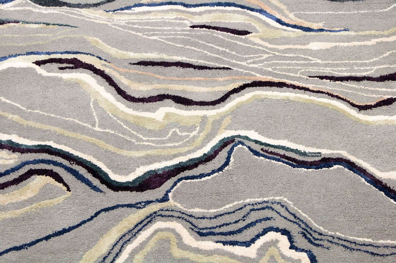 Tapis design - 243 x 153 cm - argent