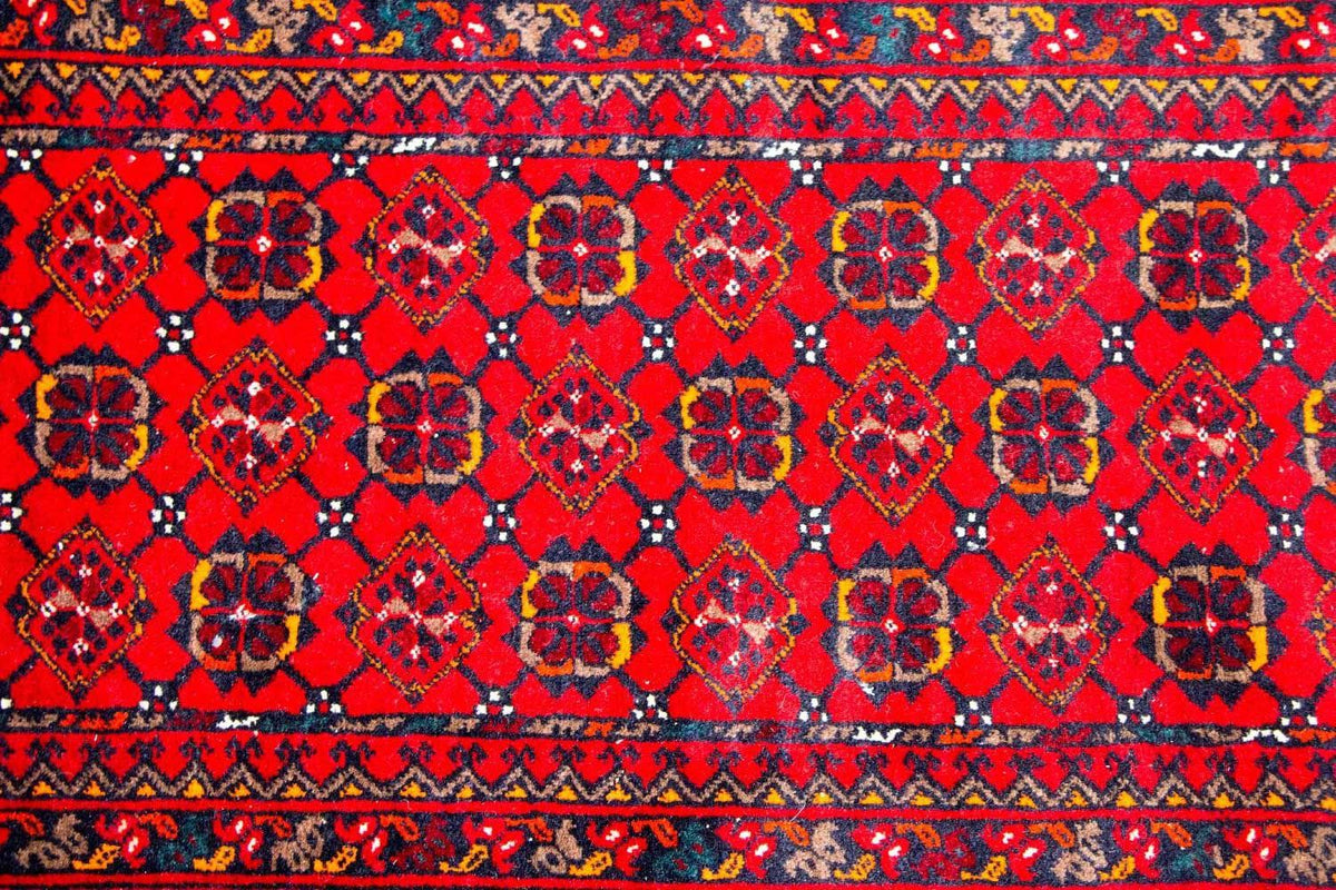 Tapis de couloir Tapis afghan - Boukhara - 257 x 83 cm - rouge