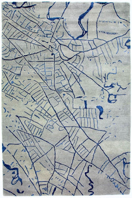 Tapis design - 241 x 153 cm - argent