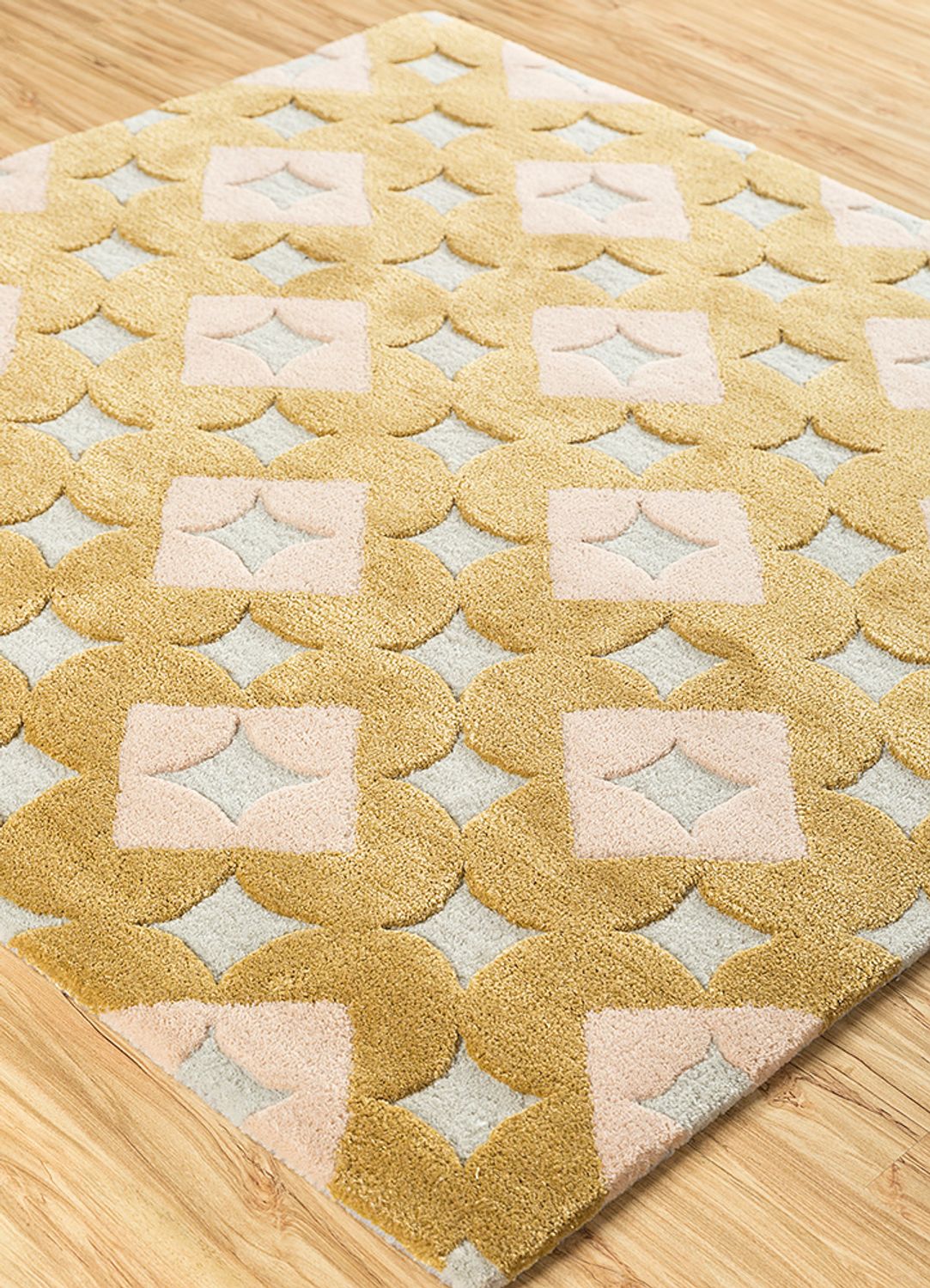 Tapis en laine carré  - 180 x 180 cm - or