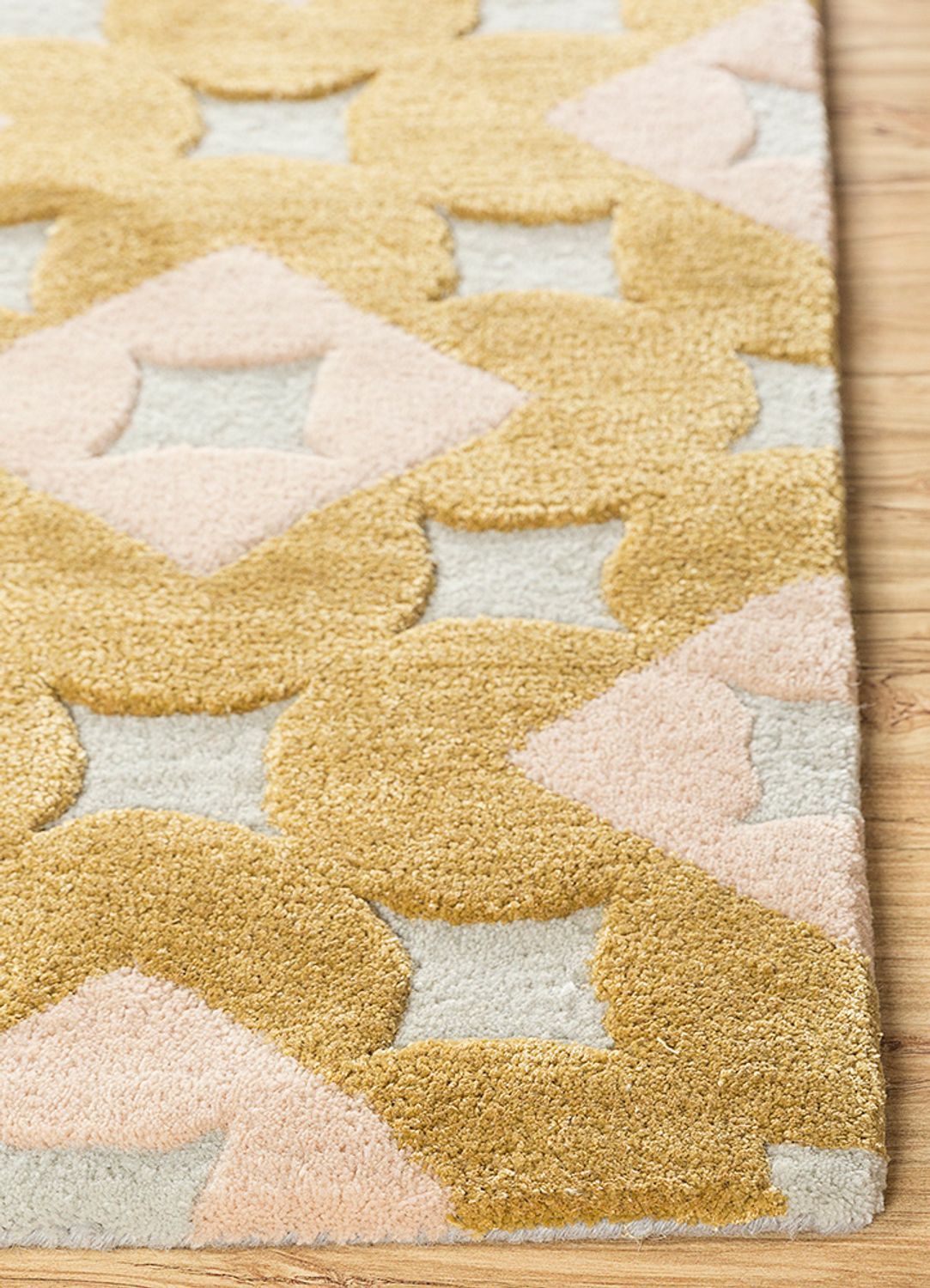 Tapis en laine carré  - 180 x 180 cm - or