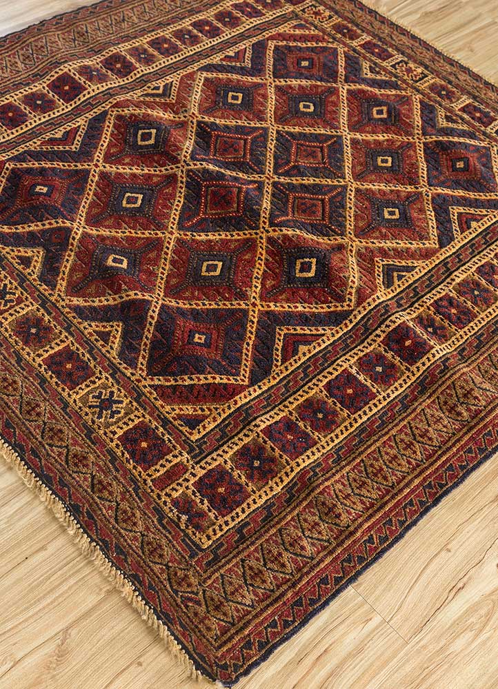 Tapis en laine carré  - 120 x 120 cm - or