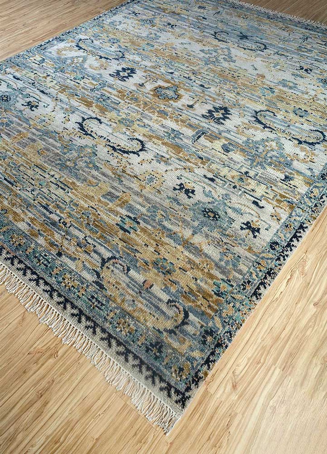 Tapis en laine - 300 x 240 cm - bleu de mer