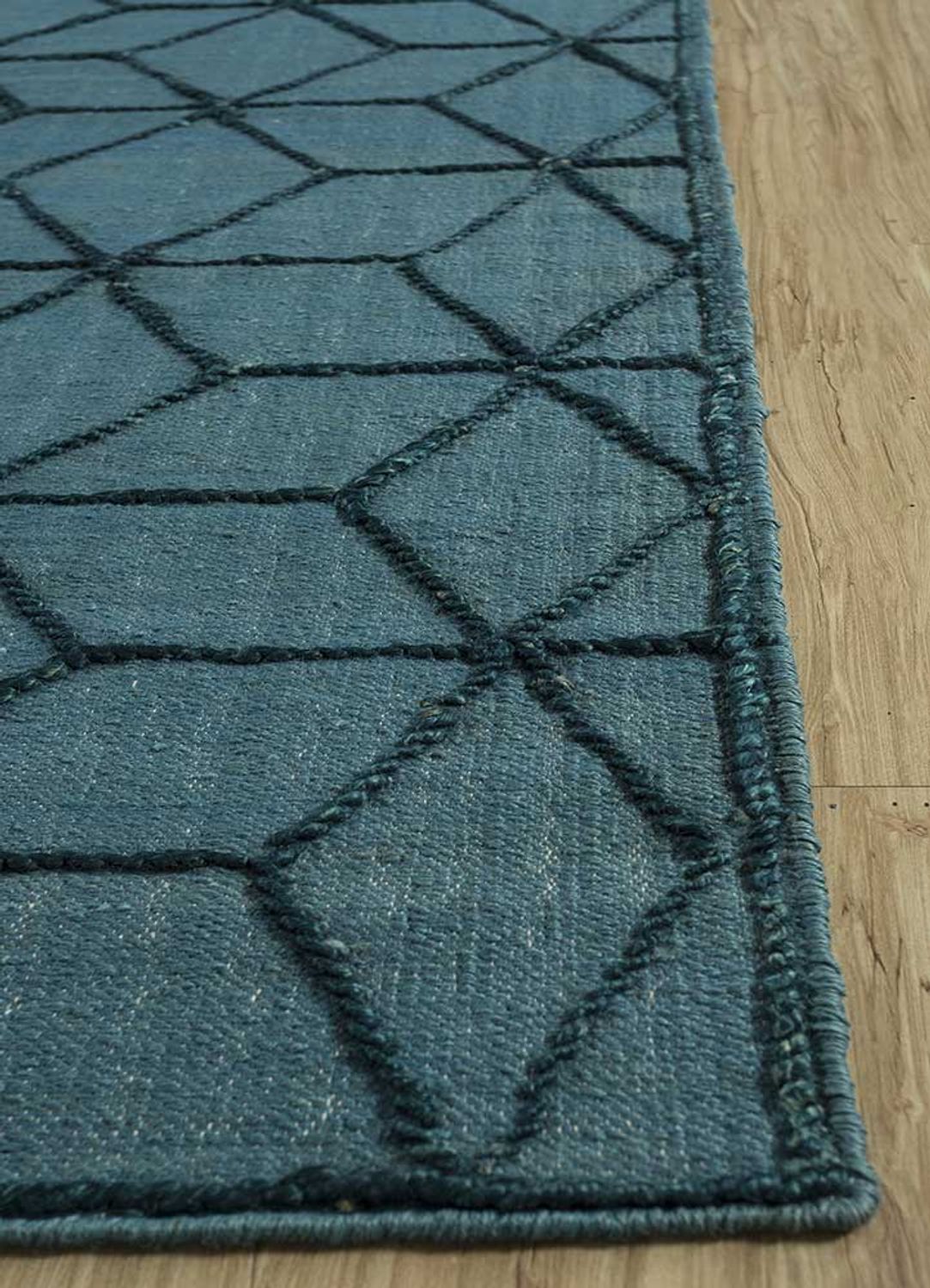 Tapis en laine - 240 x 150 cm - bleu de mer
