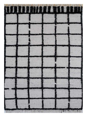 Tapis en laine - 240 x 150 cm - noir et blanc