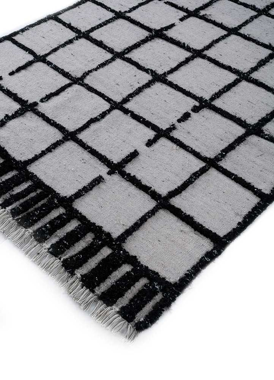 Tapis en laine - 240 x 150 cm - noir et blanc