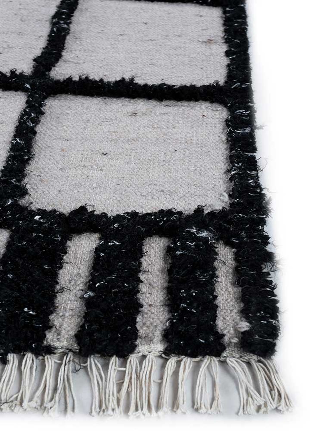 Tapis en laine - 240 x 150 cm - noir et blanc