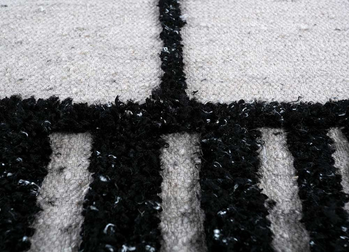 Tapis en laine - 240 x 150 cm - noir et blanc