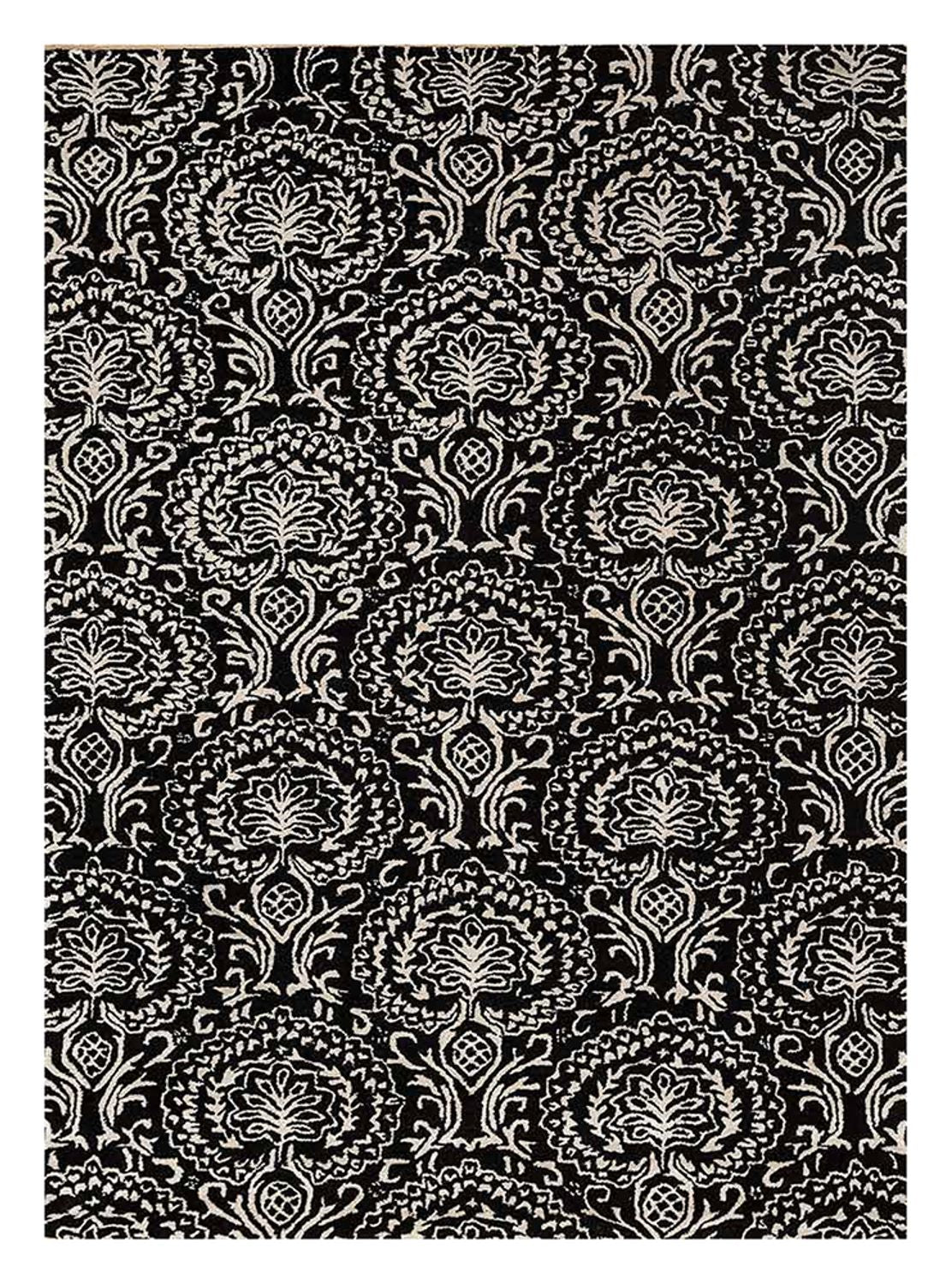 Tapis en laine - 240 x 150 cm - noir et blanc