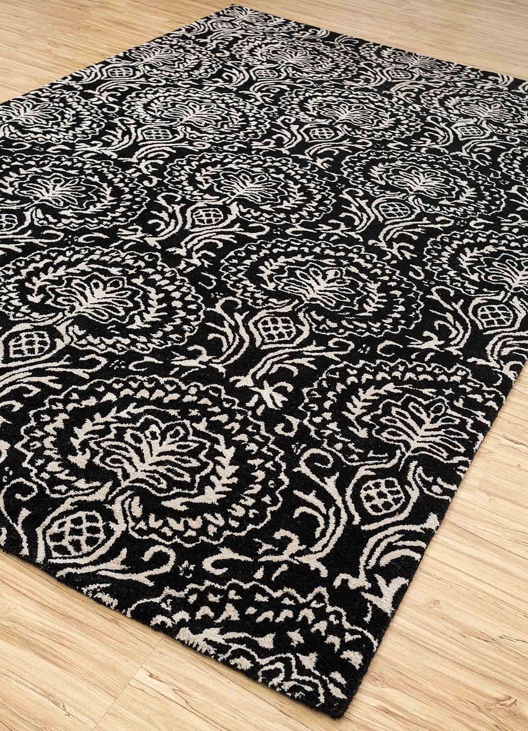 Tapis en laine - 240 x 150 cm - noir et blanc